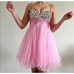 Sherri Hill Pink Embellished Prom Dress